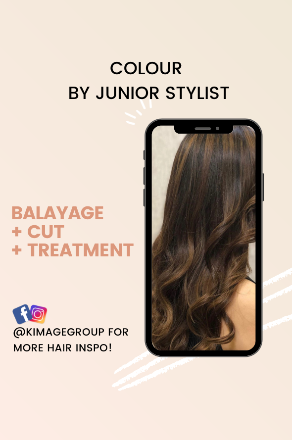 Balayage (no bleach) + Cut + Treatment Service by Junior Stylist (E-Voucher)