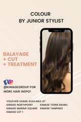 Balayage (no bleach) + Cut + Treatment Service by Junior Stylist (E-Voucher)